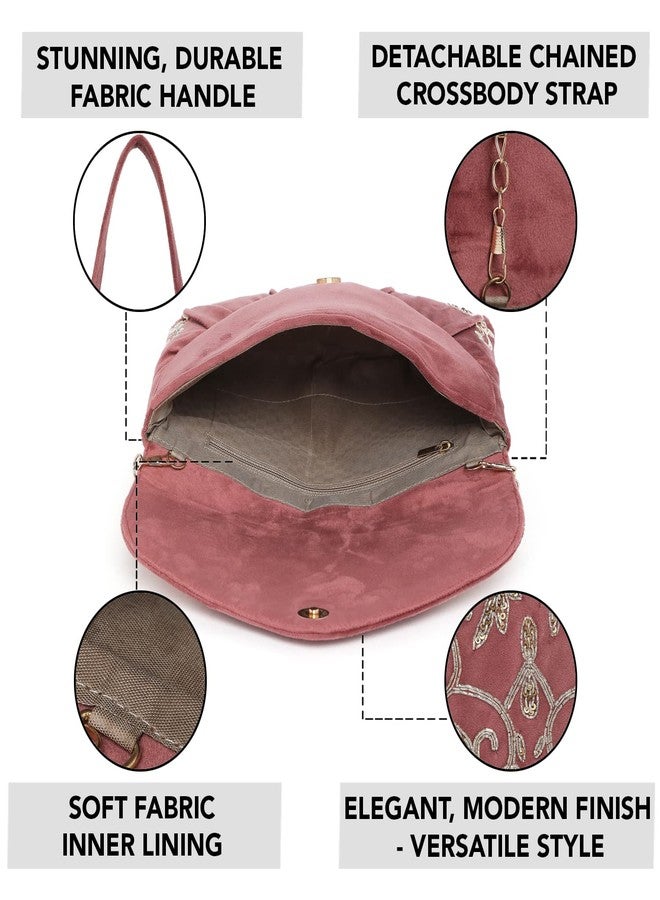Peora Clutch Purses For Women Wedding Handmade Evening Handbags Party Bridal Clutch (C85Pk), Pink - Image 2